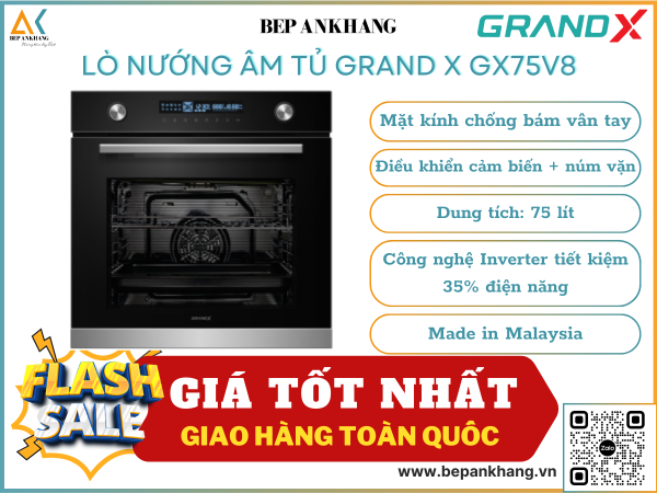 Lò nướng âm tủ Grand X GX75V8 - Made in Malaysia